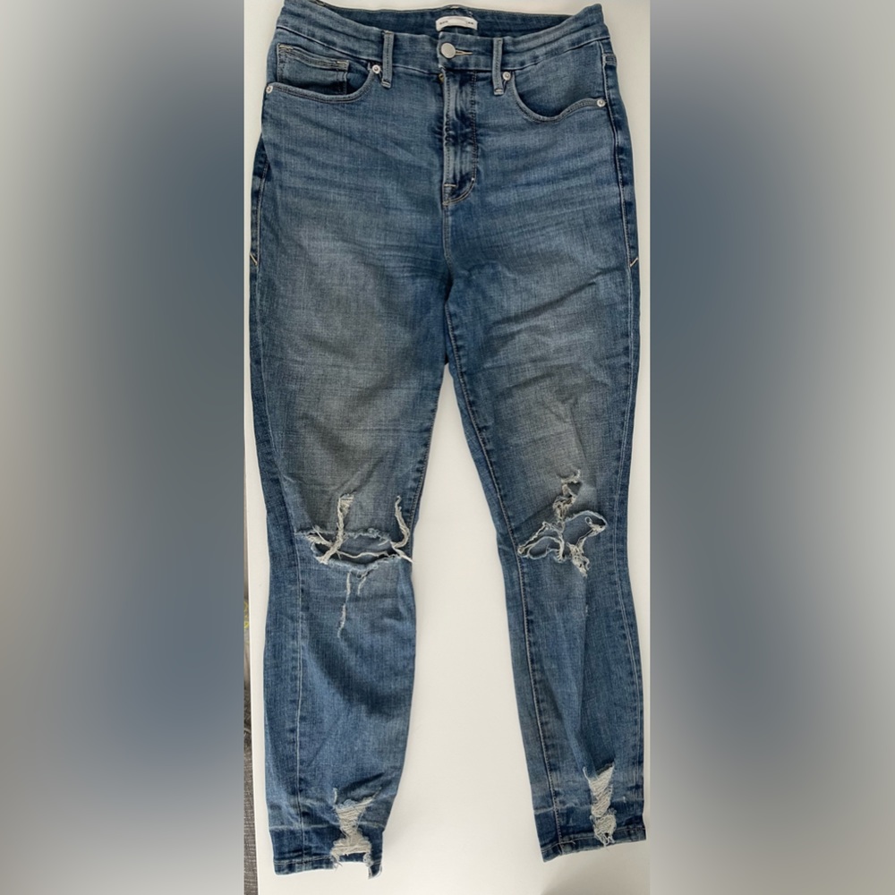 Good American Good Waist Chewed Hem Crop